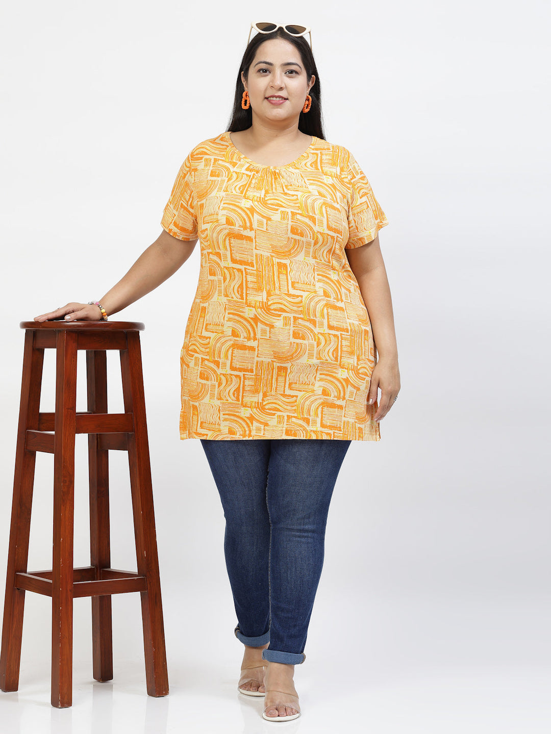 Plus Size  Pink Conversational Printed Cotton T-shirt