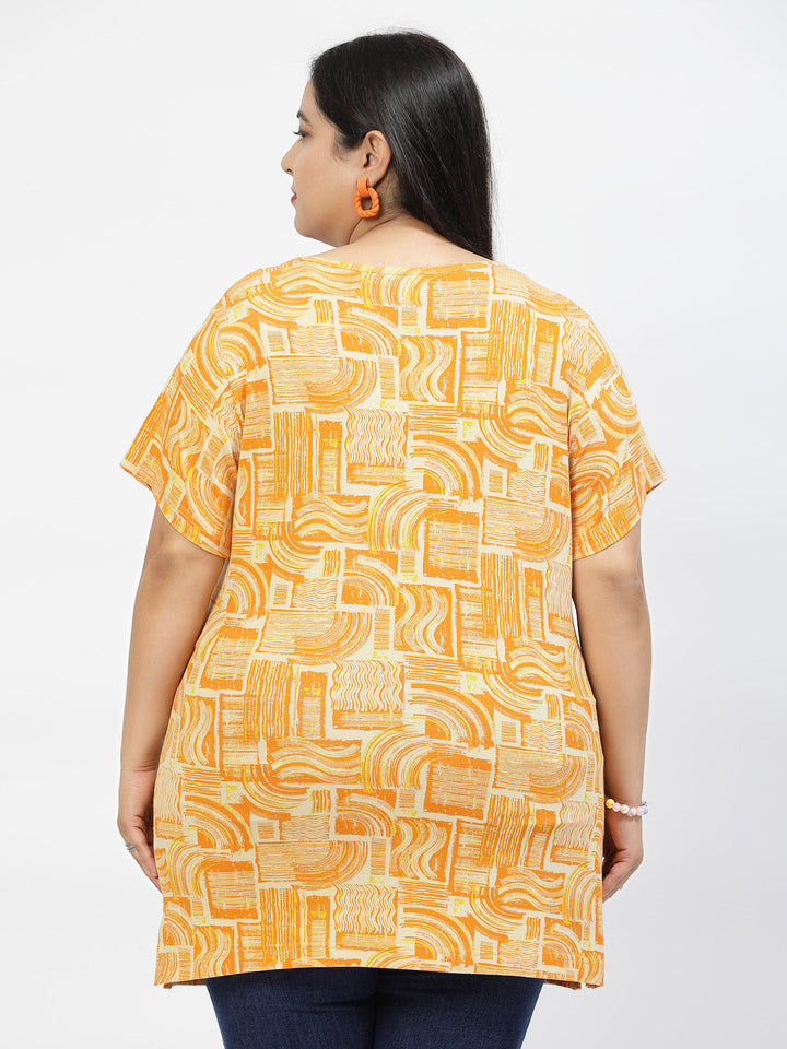 Plus Size  Pink Conversational Printed Cotton T-shirt