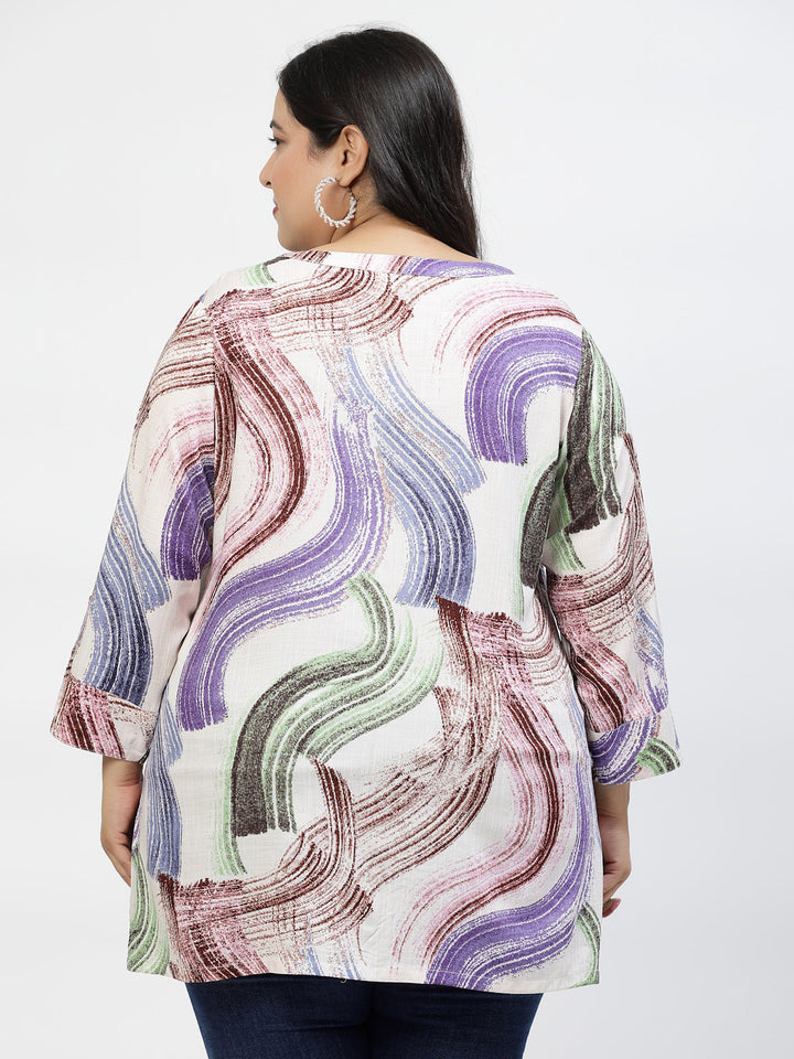 Plus Size Tropical Print Top
