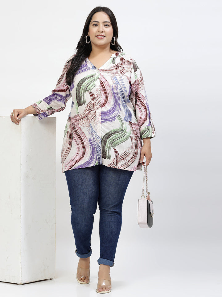 Plus Size Tropical Print Top