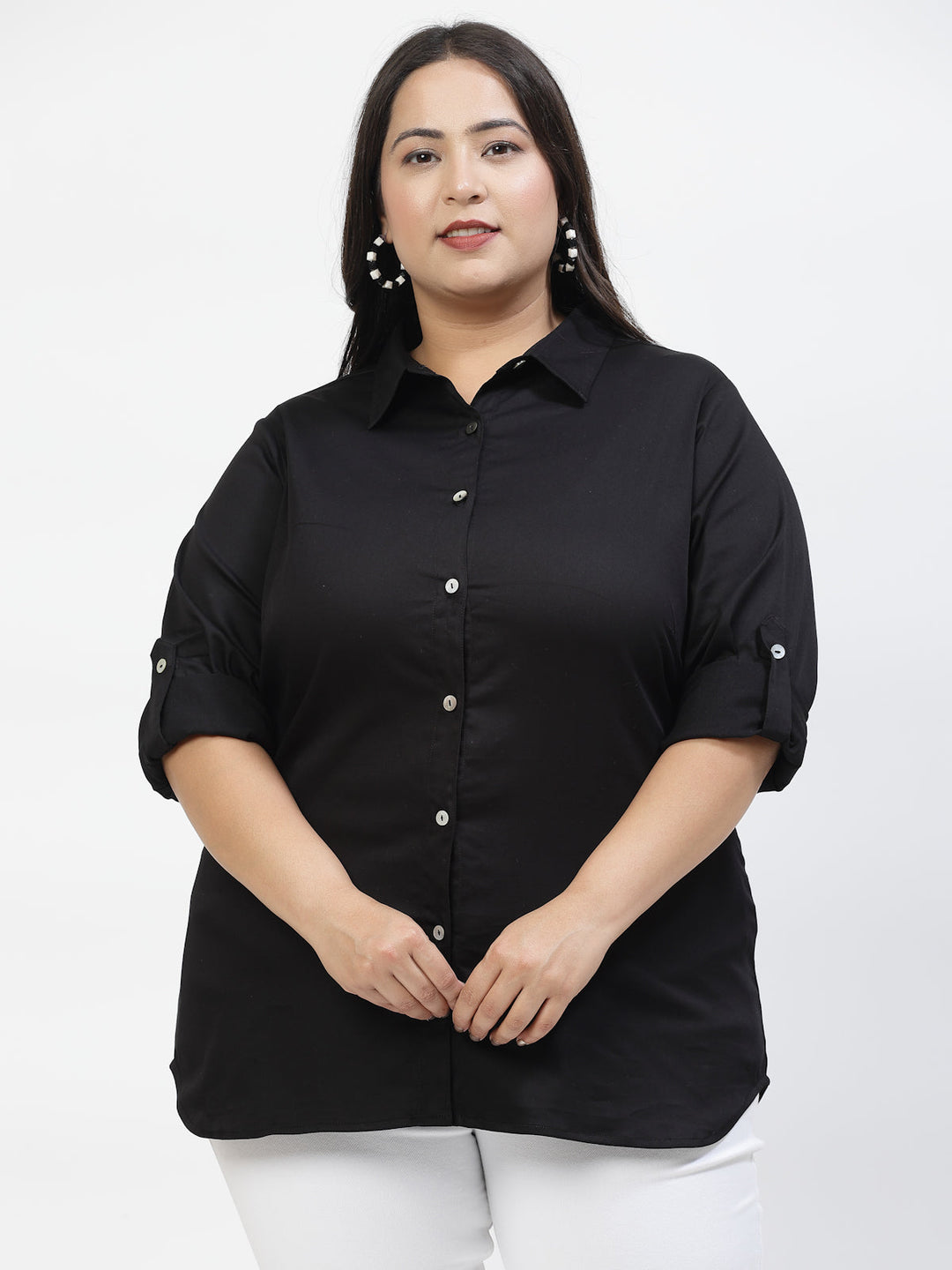 Plus Size Women Opaque Casual Shirt