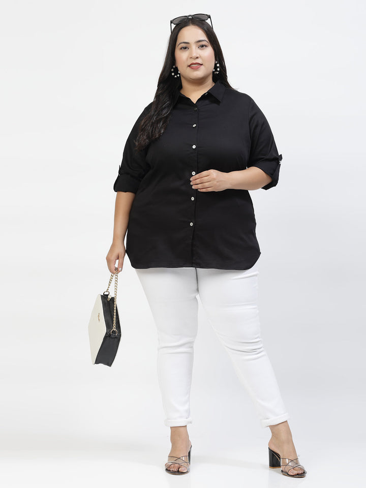Plus Size Women Opaque Casual Shirt