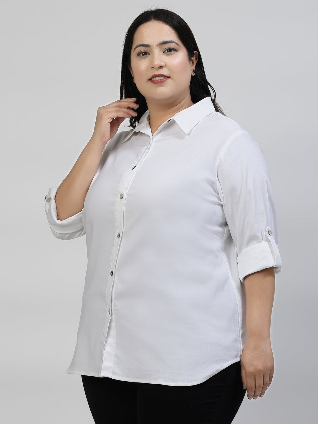 Plus Size Women Opaque Casual Shirt