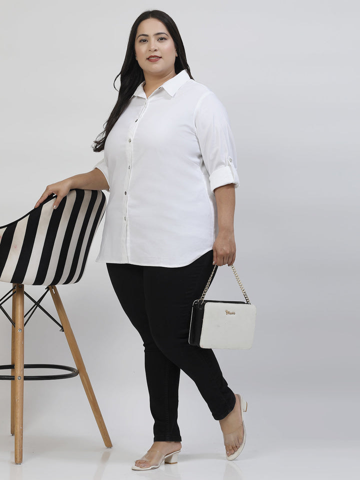 Plus Size Women Opaque Casual Shirt