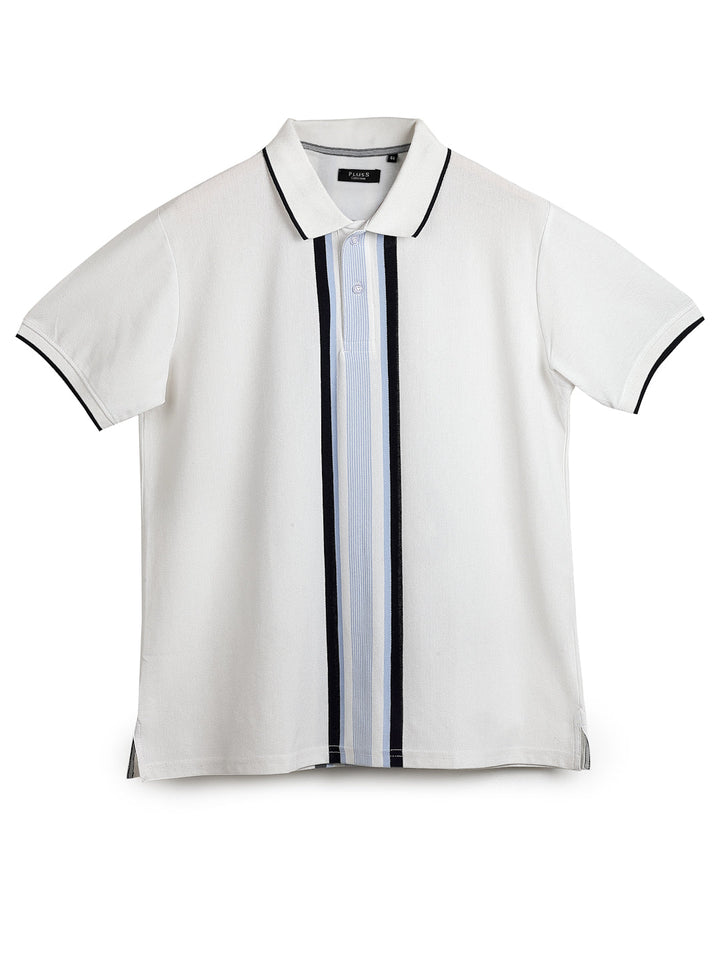 Plus Size Men Striped Polo Collar Cotton T-shirt