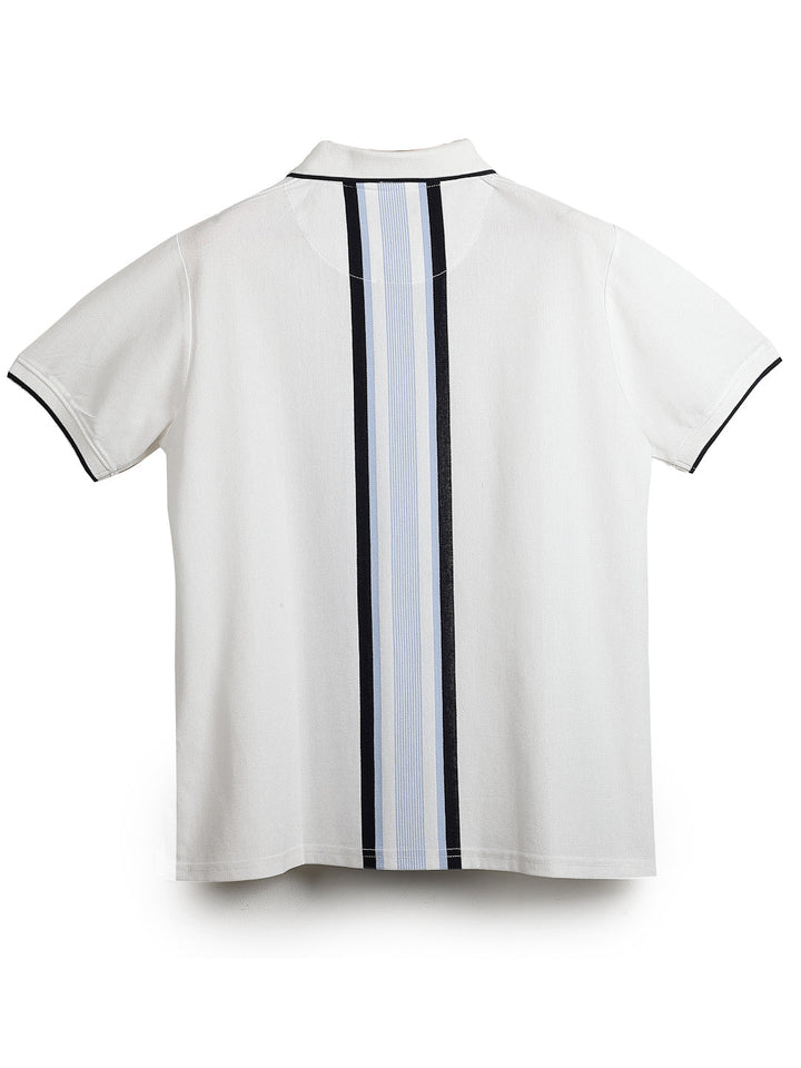 Plus Size Men Striped Polo Collar Cotton T-shirt
