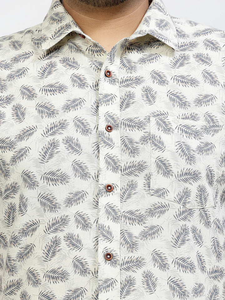 Plus Size Conversational Printed Cotton Casual Shirt