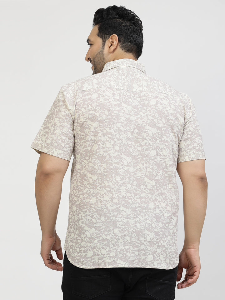 Plus Size Men Floral Opaque Printed Casual Shirt