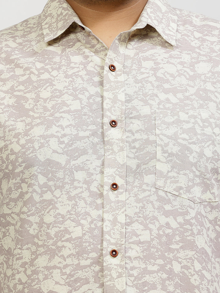 Plus Size Men Floral Opaque Printed Casual Shirt