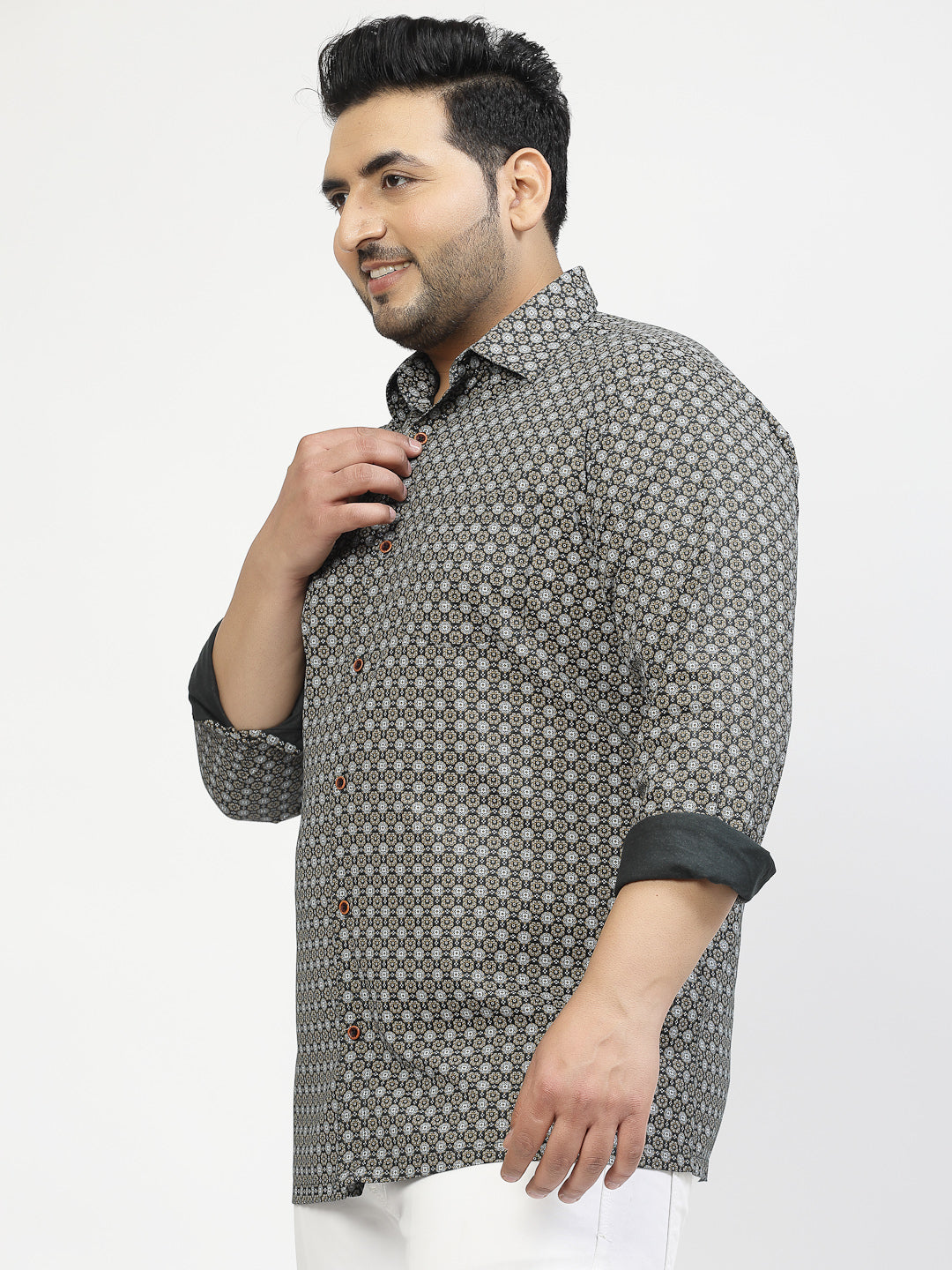 Plus Size  Geometric Printed Casual Shirt