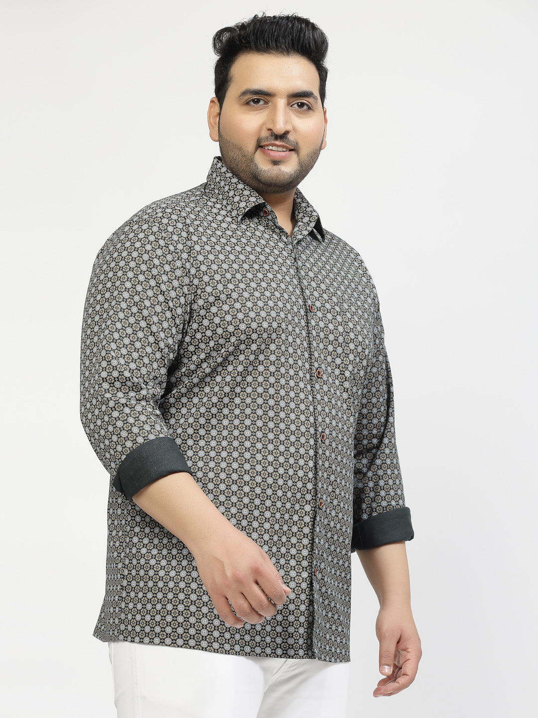Plus Size  Geometric Printed Casual Shirt