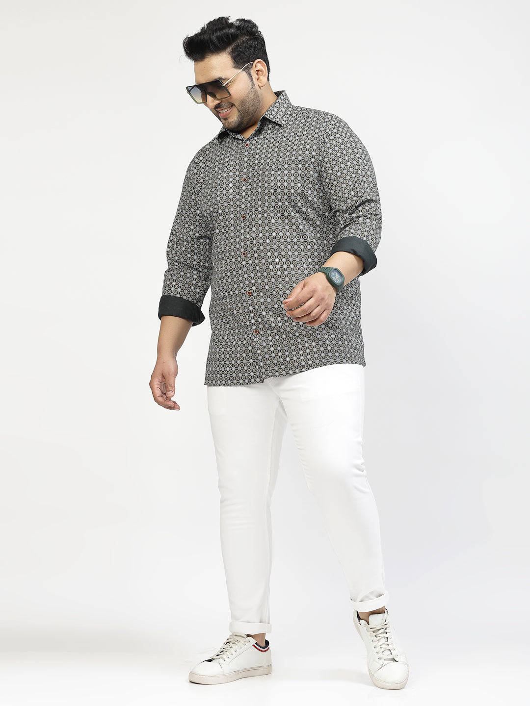 Plus Size  Geometric Printed Casual Shirt