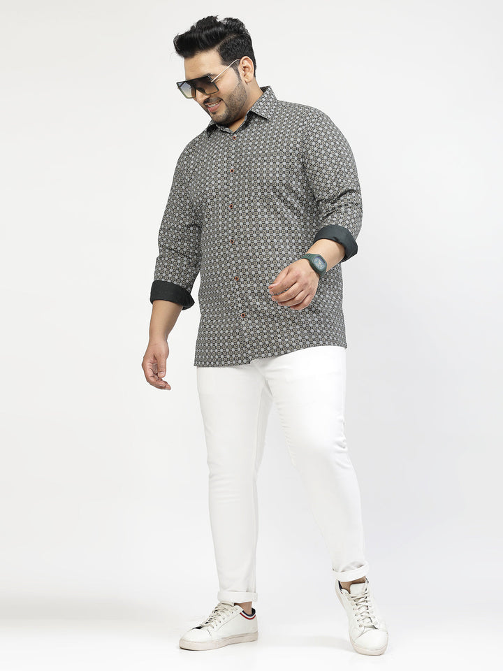 Plus Size  Geometric Printed Casual Shirt
