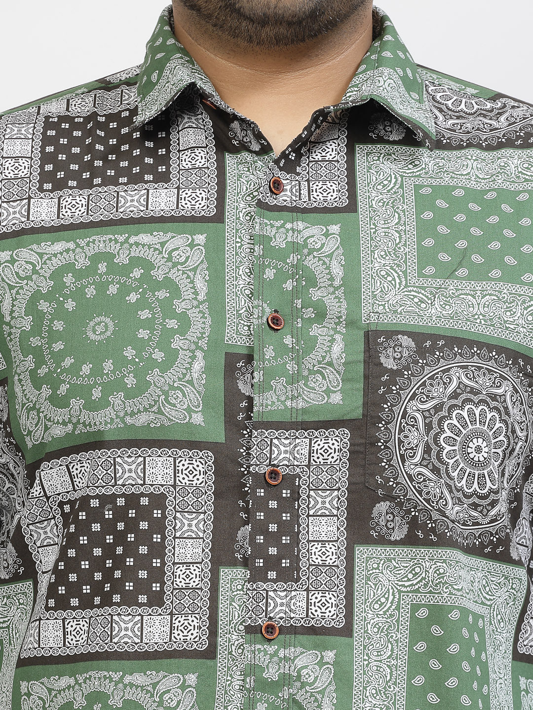 Plus Size Ethnic Motifs Printed Cotton Casual Shirt