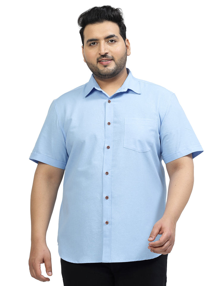 Plus Size Spread Collar Cotton Opaque Casual  Shirt