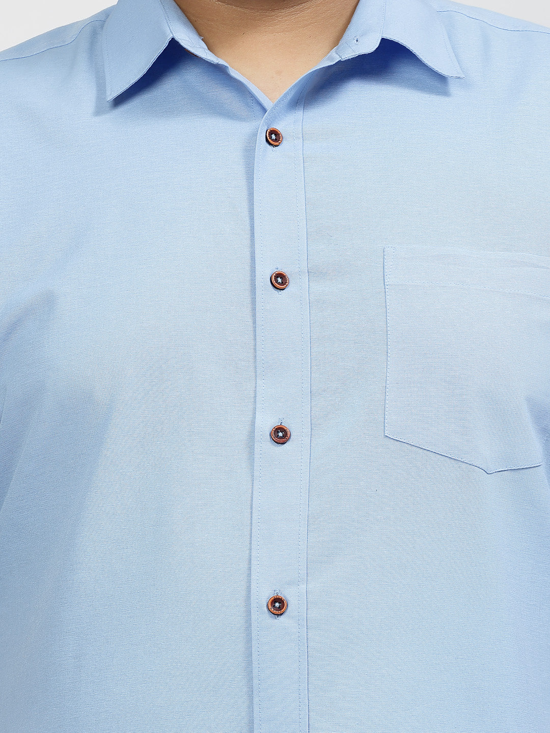 Plus Size Spread Collar Cotton Opaque Casual  Shirt