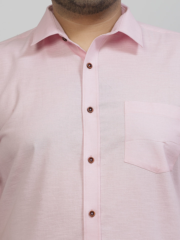 Plus Size Spread Collar Short Sleeves Cotton Shirt