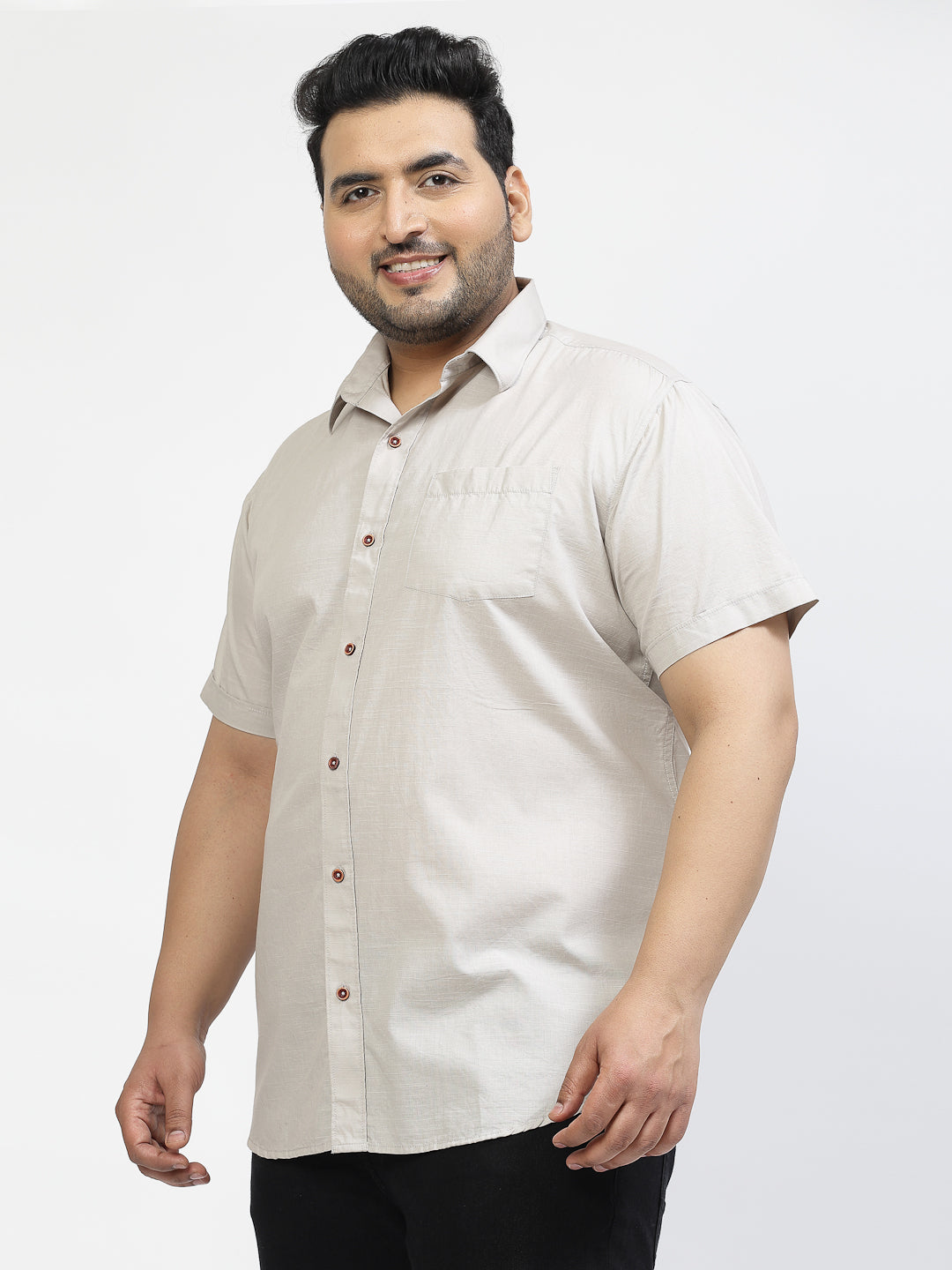 Plus Size Men Opaque Casual Shirt