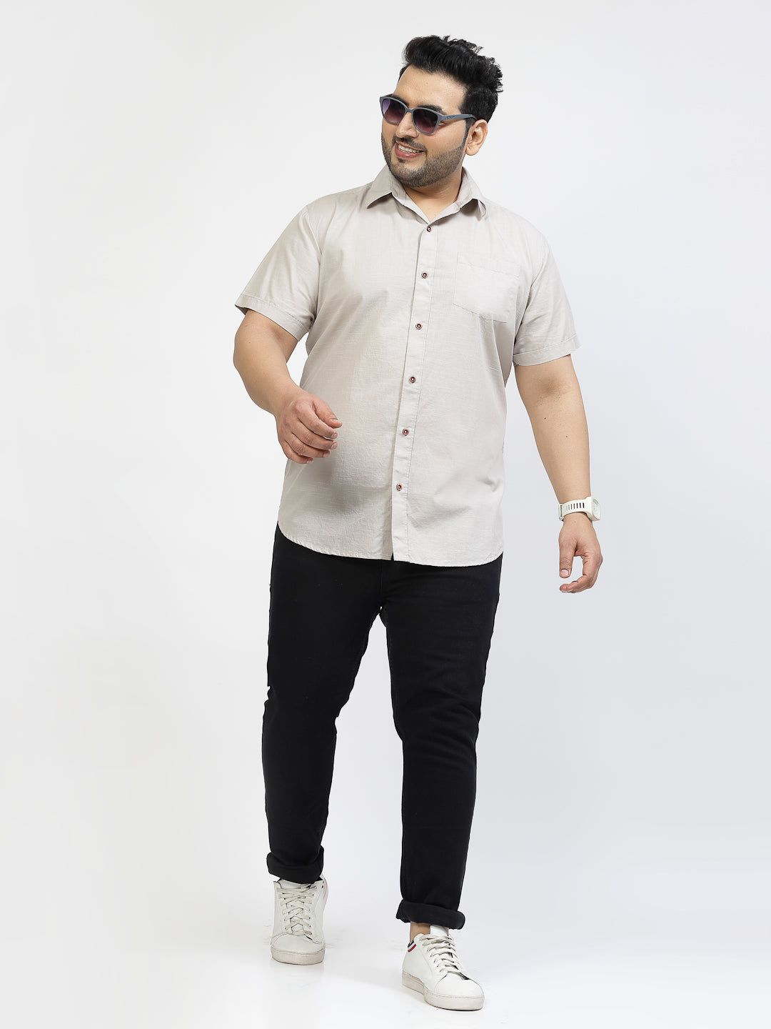 Plus Size Men Opaque Casual Shirt