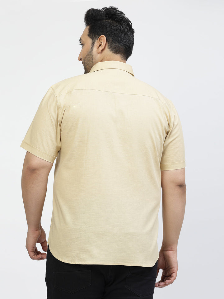 Plus Size  Spread Collar Cotton Shirt