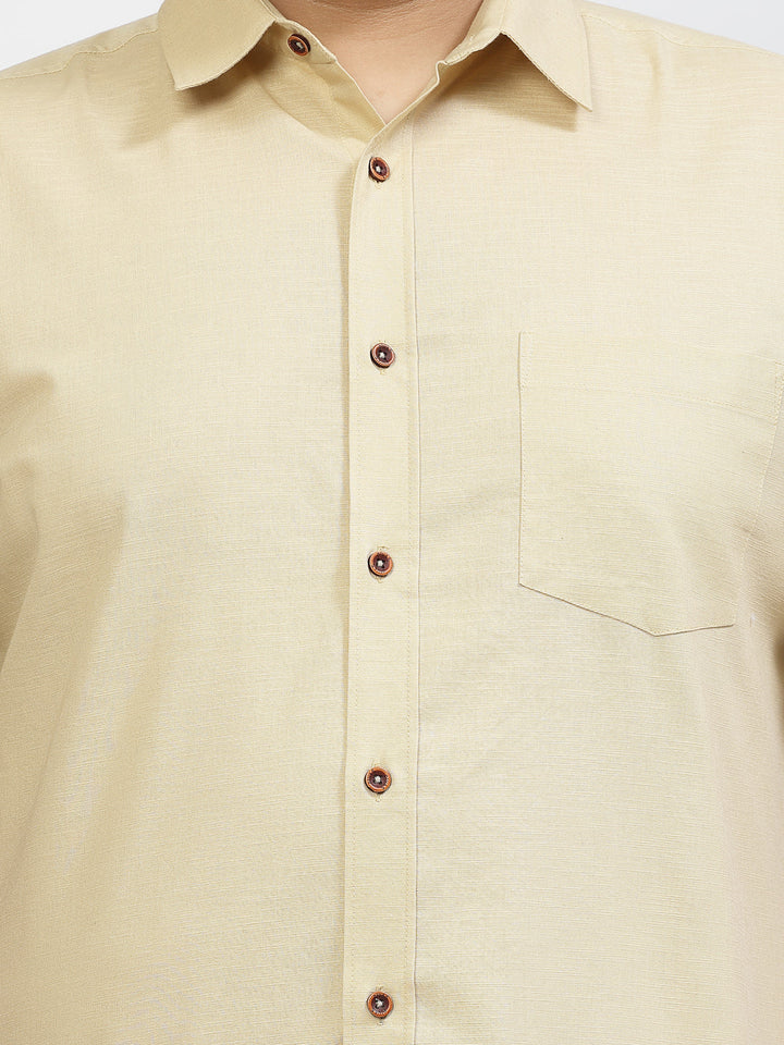Plus Size  Spread Collar Cotton Shirt