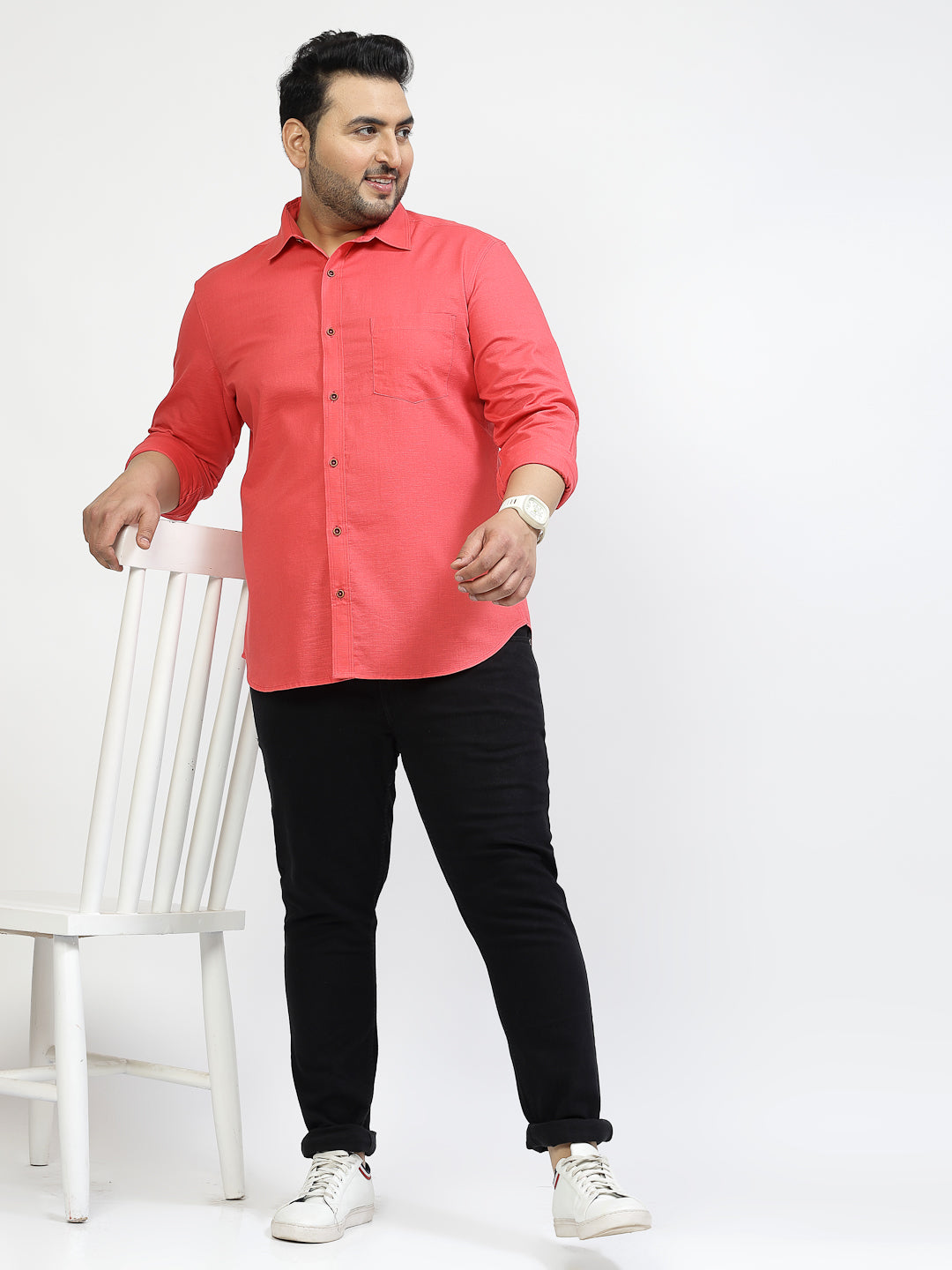 Plus Size Men Opaque Casual Shirt