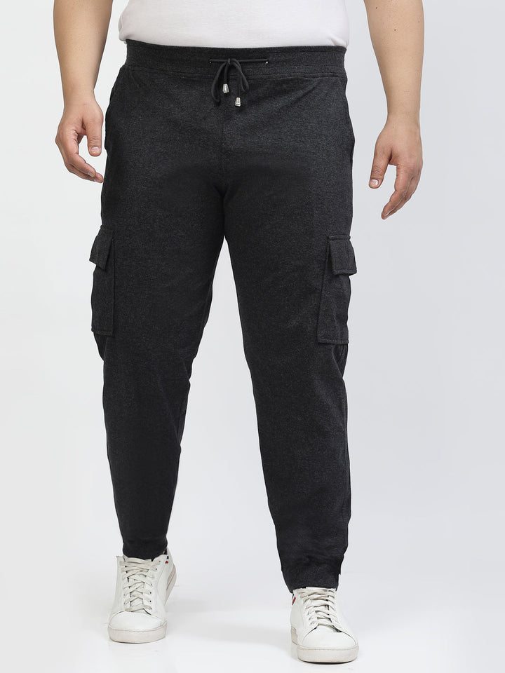 Plus Size Men Charcoal Straight-Fit Cotton Joggers