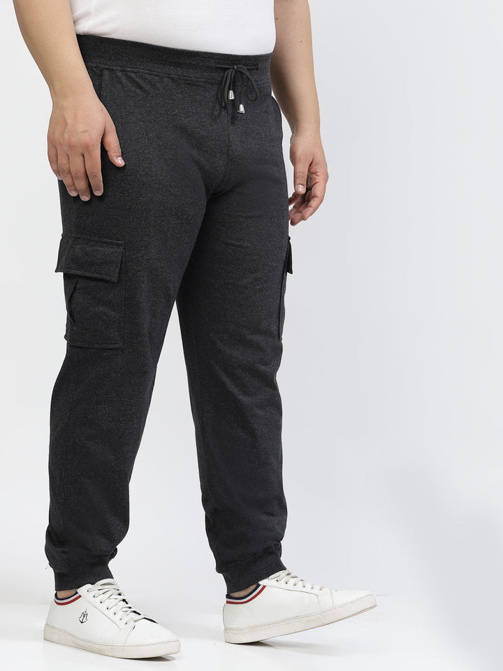 Plus Size Men Charcoal Straight-Fit Cotton Joggers