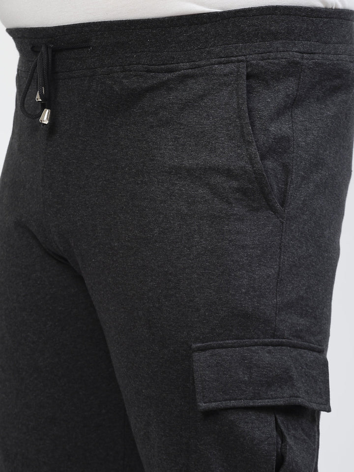 Plus Size Men Charcoal Straight-Fit Cotton Joggers