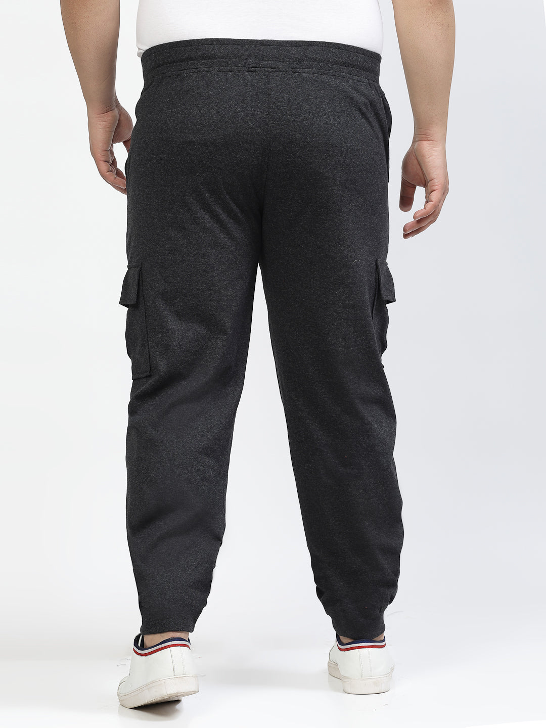 Plus Size Men Charcoal Straight-Fit Cotton Joggers