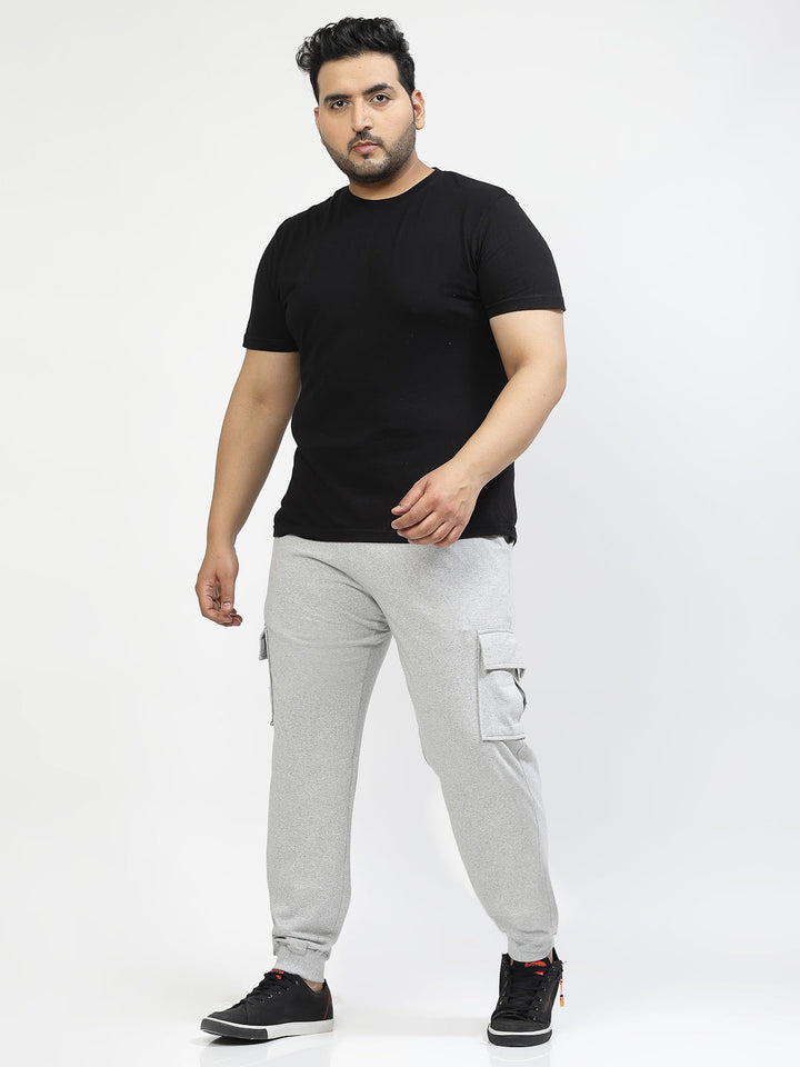 Plus Size Men Grey Straight-Fit Joggers
