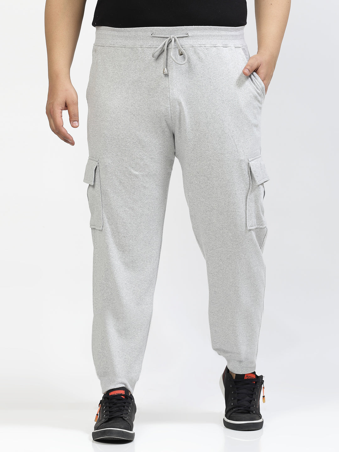 Plus Size Men Grey Straight-Fit Joggers