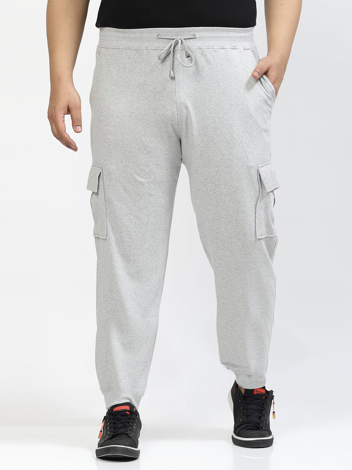 Plus Size Men Grey Straight-Fit Joggers