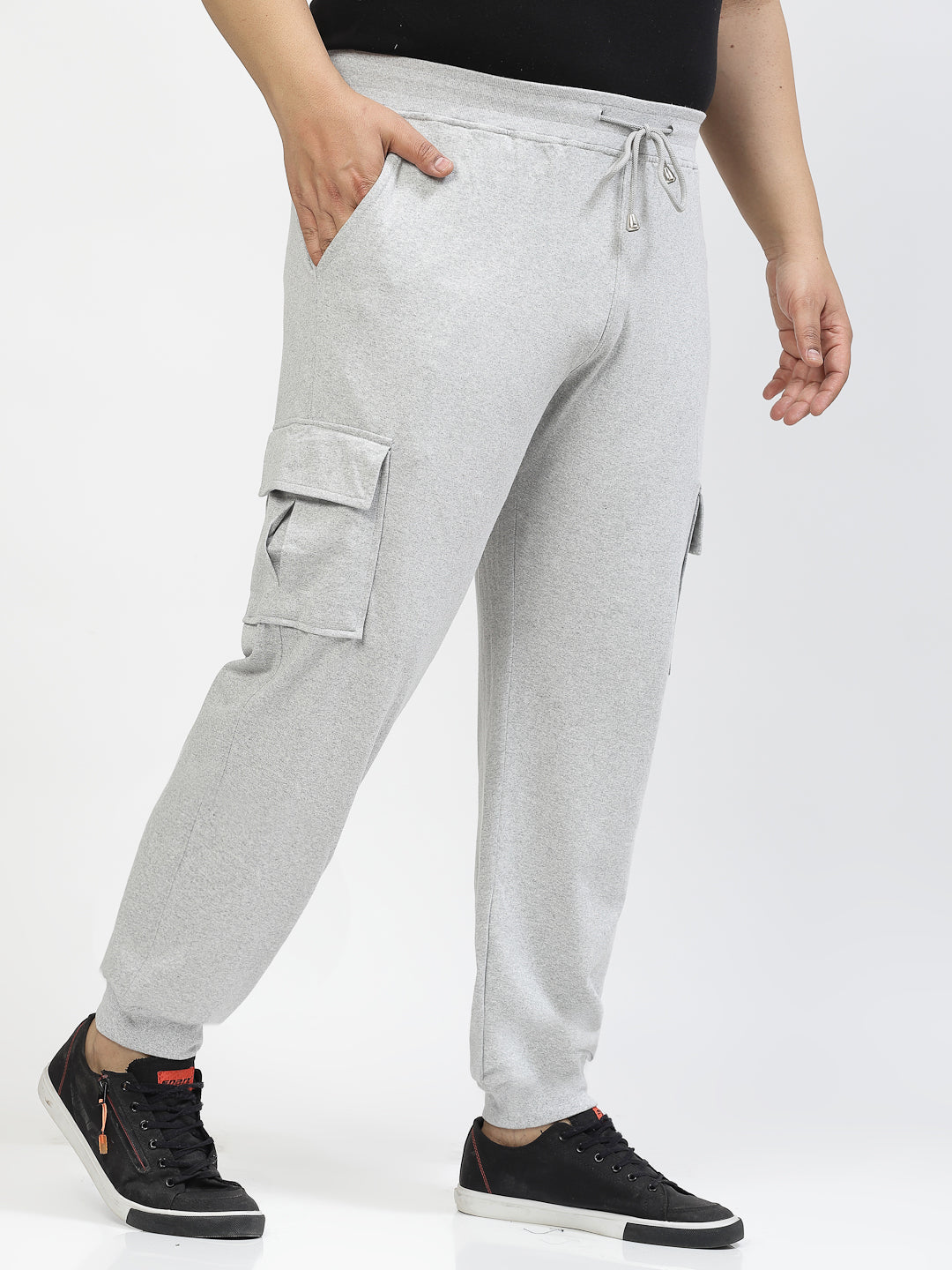 Plus Size Men Grey Straight-Fit Joggers