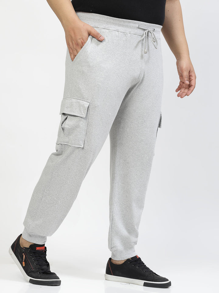 Plus Size Men Grey Straight-Fit Joggers