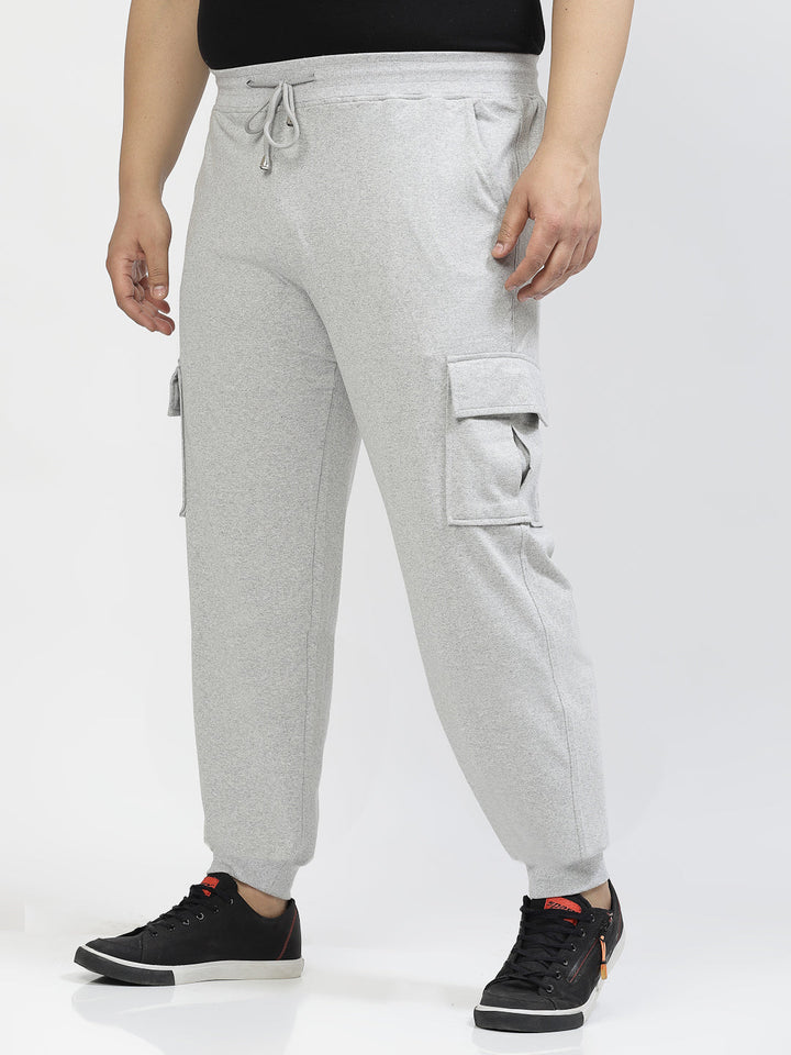 Plus Size Men Grey Straight-Fit Joggers