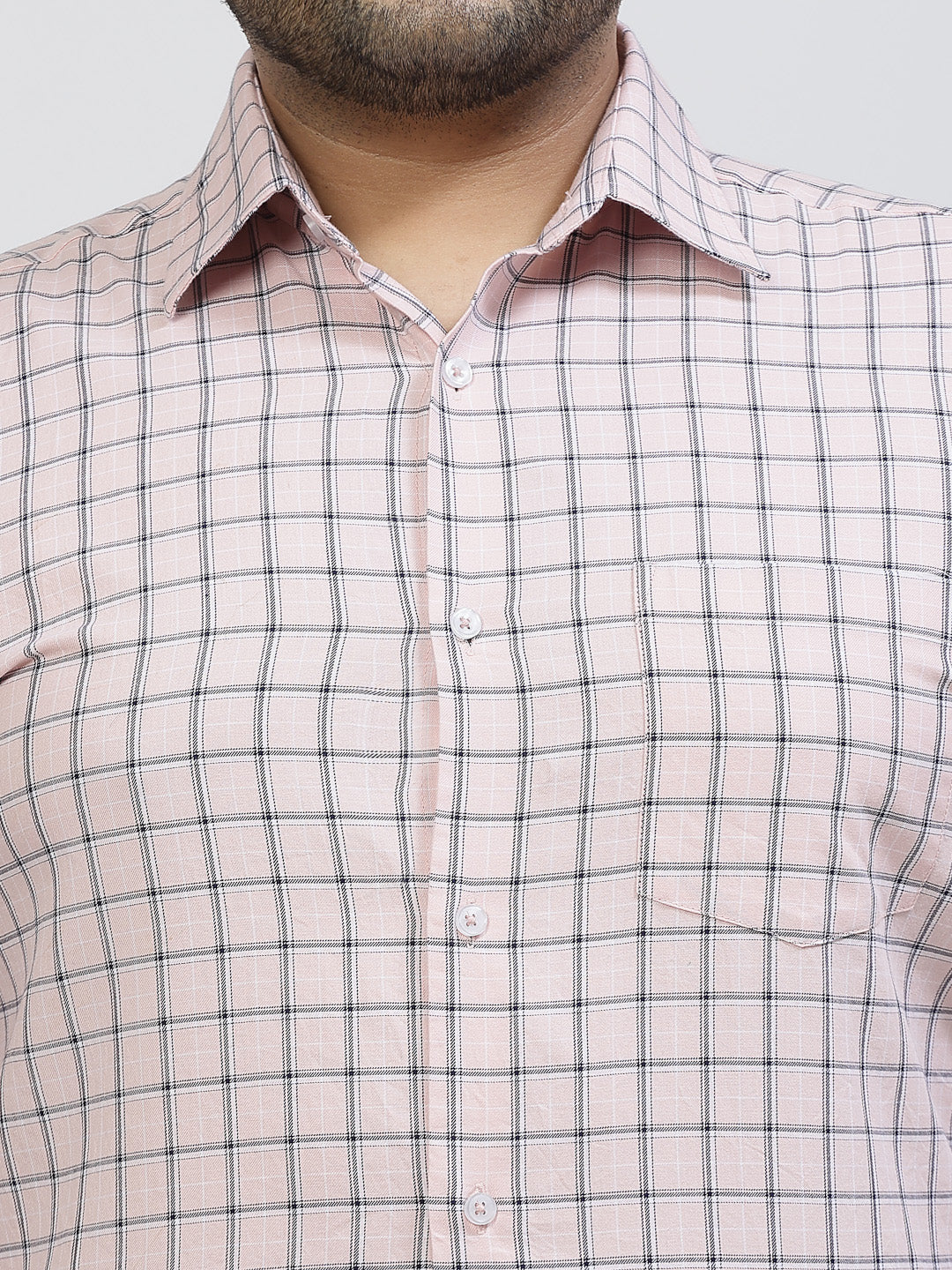 Plus Size Checked Spread Collar Long Sleeves Cotton Casual Shirt