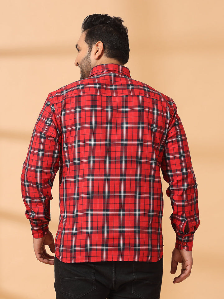 Plus Size Men Opaque Checked Casual Shirt