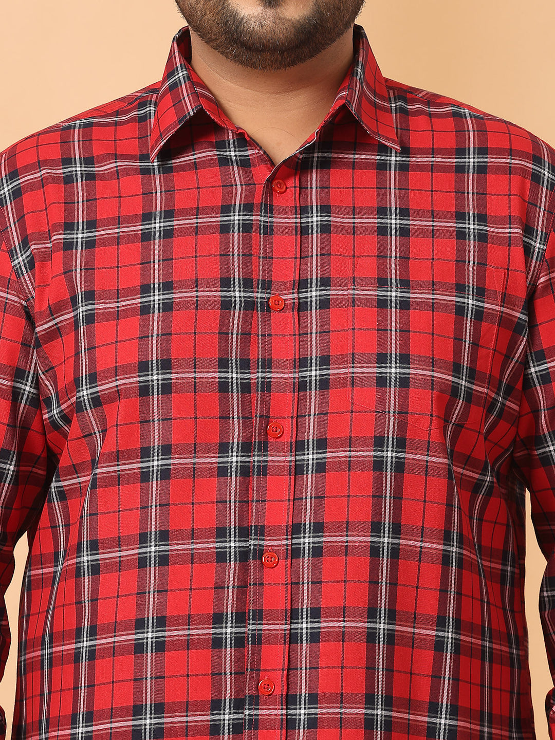 Plus Size Men Opaque Checked Casual Shirt