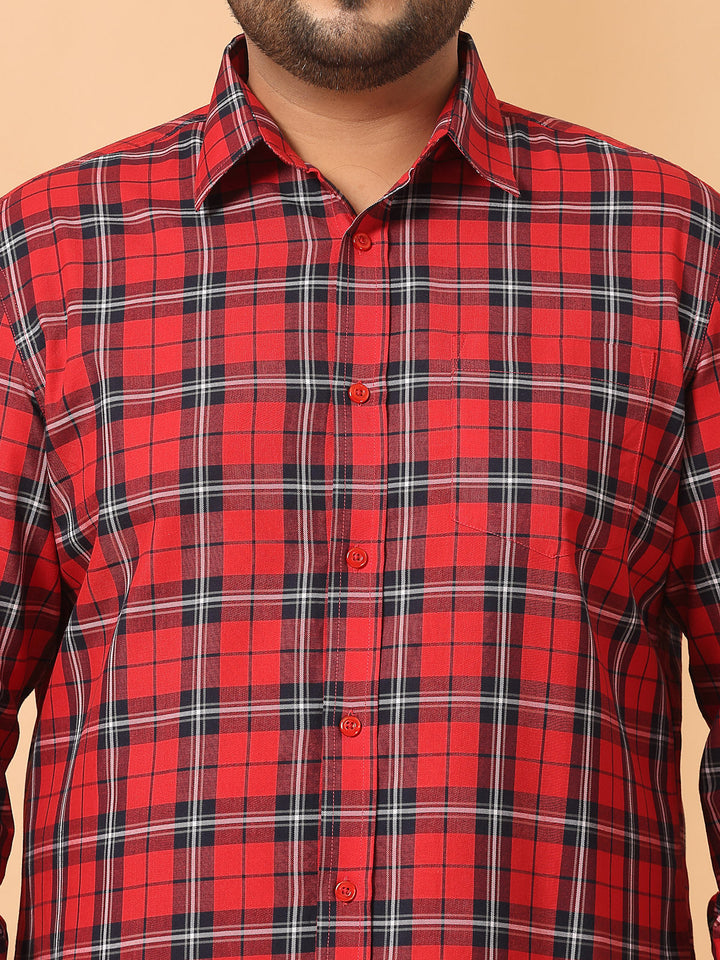 Plus Size Men Opaque Checked Casual Shirt