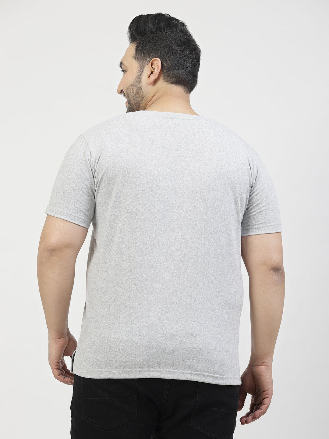 Plus Size  Typography Printed Round Neck Short Sleeves Cotton T-shirt