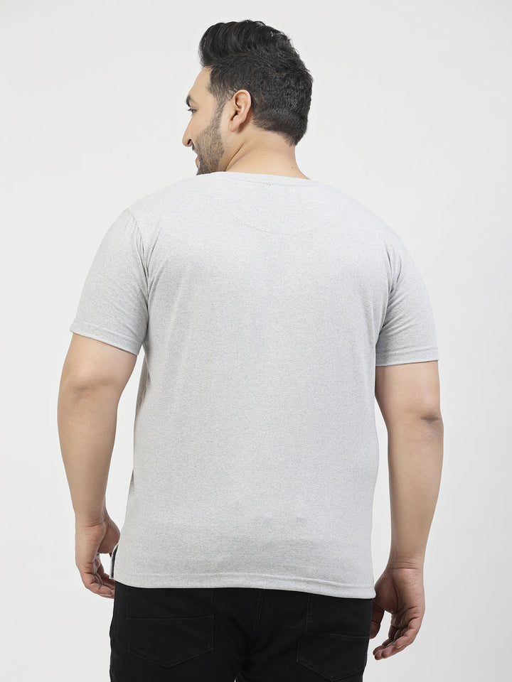 Plus Size  Typography Printed Round Neck Short Sleeves Cotton T-shirt