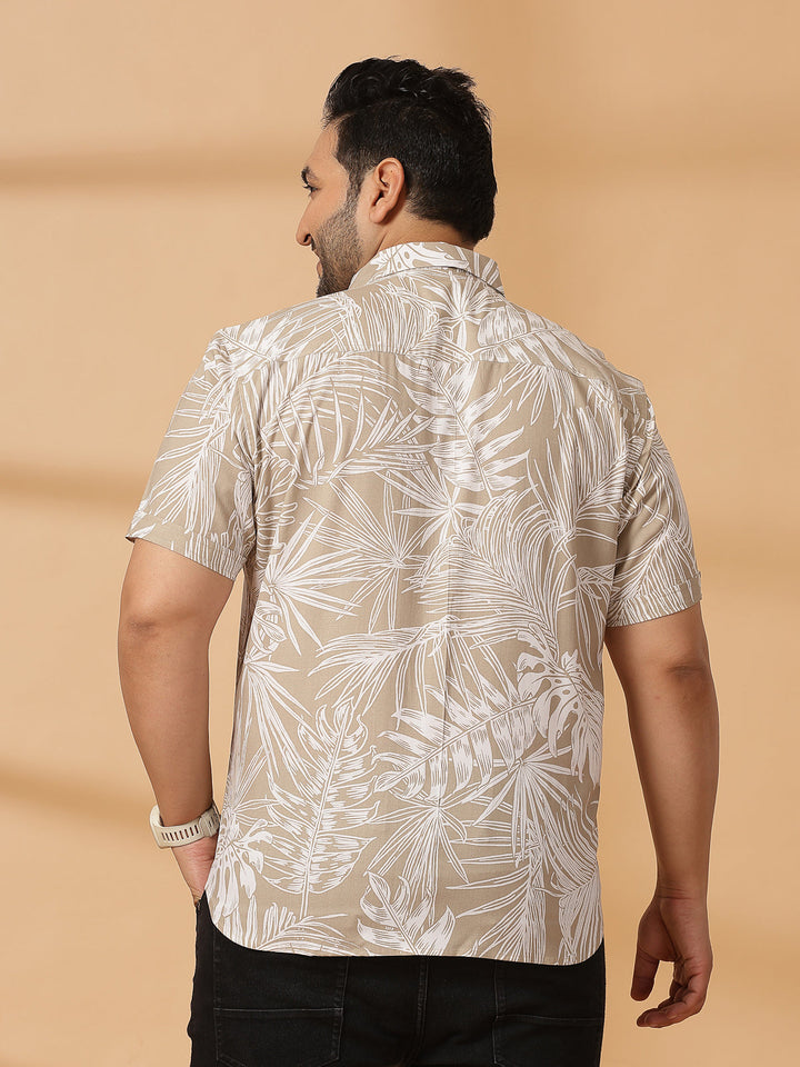 Plus Size Floral Printed Spread Collar Cotton Opaque Casual  Shirt