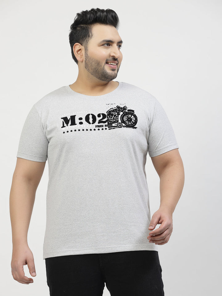 Plus Size  Typography Printed Round Neck Short Sleeves Cotton T-shirt