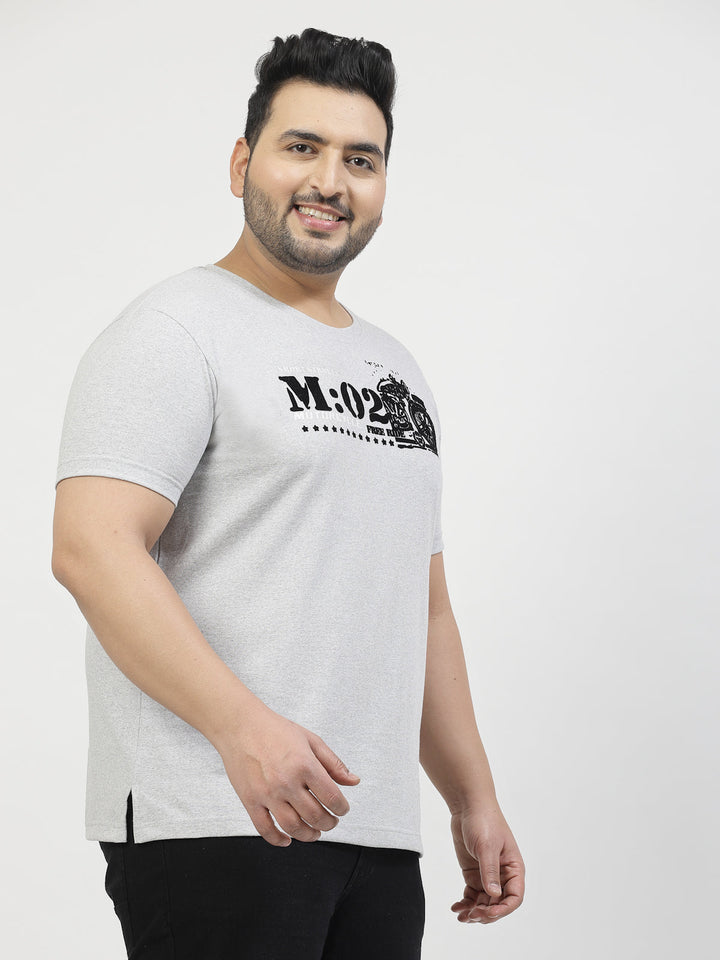 Plus Size  Typography Printed Round Neck Short Sleeves Cotton T-shirt