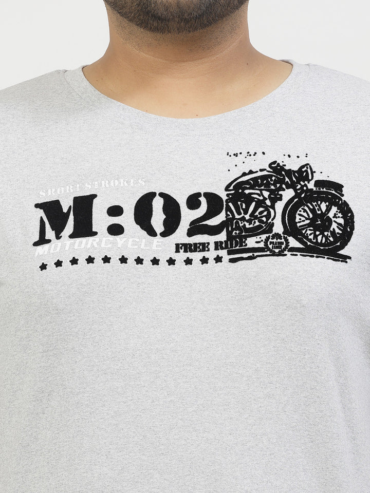 Plus Size  Typography Printed Round Neck Short Sleeves Cotton T-shirt