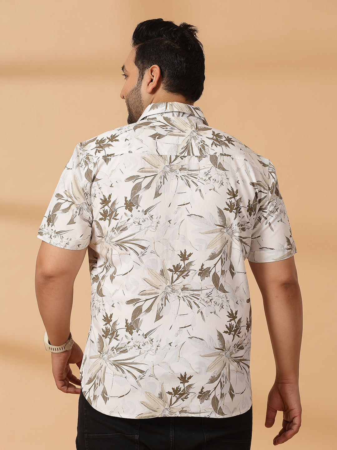 Plus Size  Brown Camouflage Printed Opaque Casual Shirt