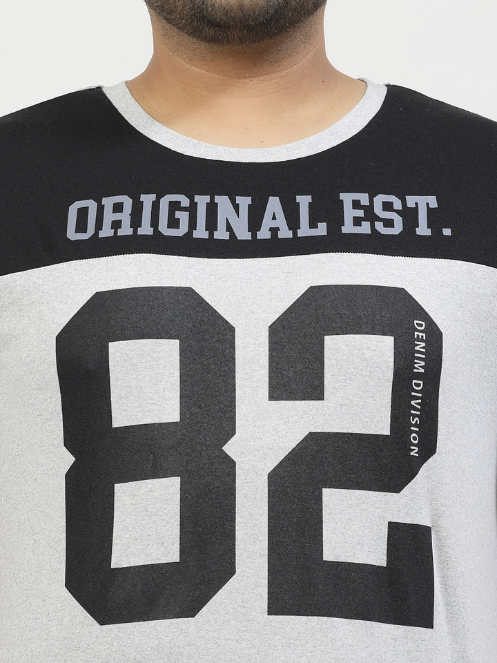Plus Size  Varsity Printed Round Neck Short Sleeves Cotton T-shirt