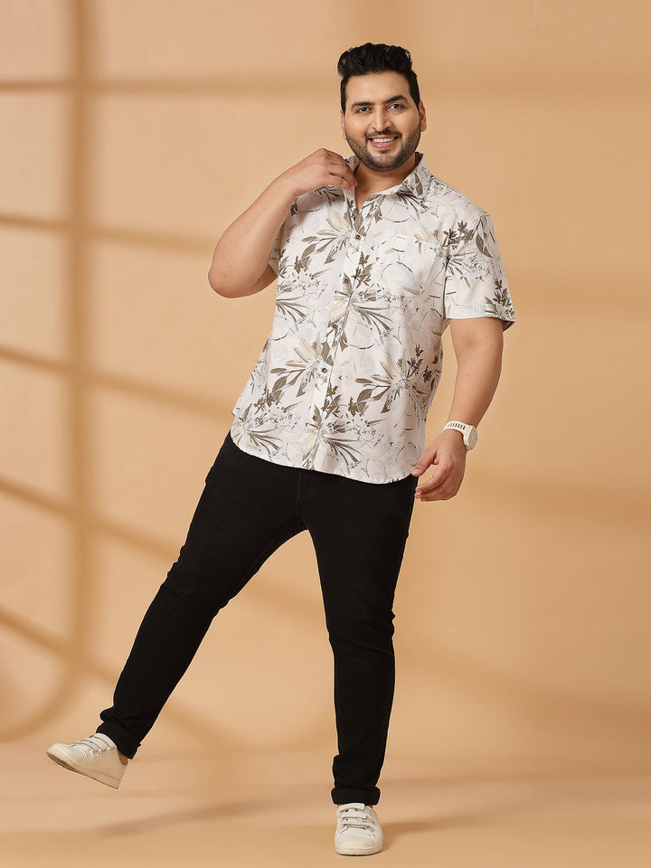 Plus Size  Brown Camouflage Printed Opaque Casual Shirt