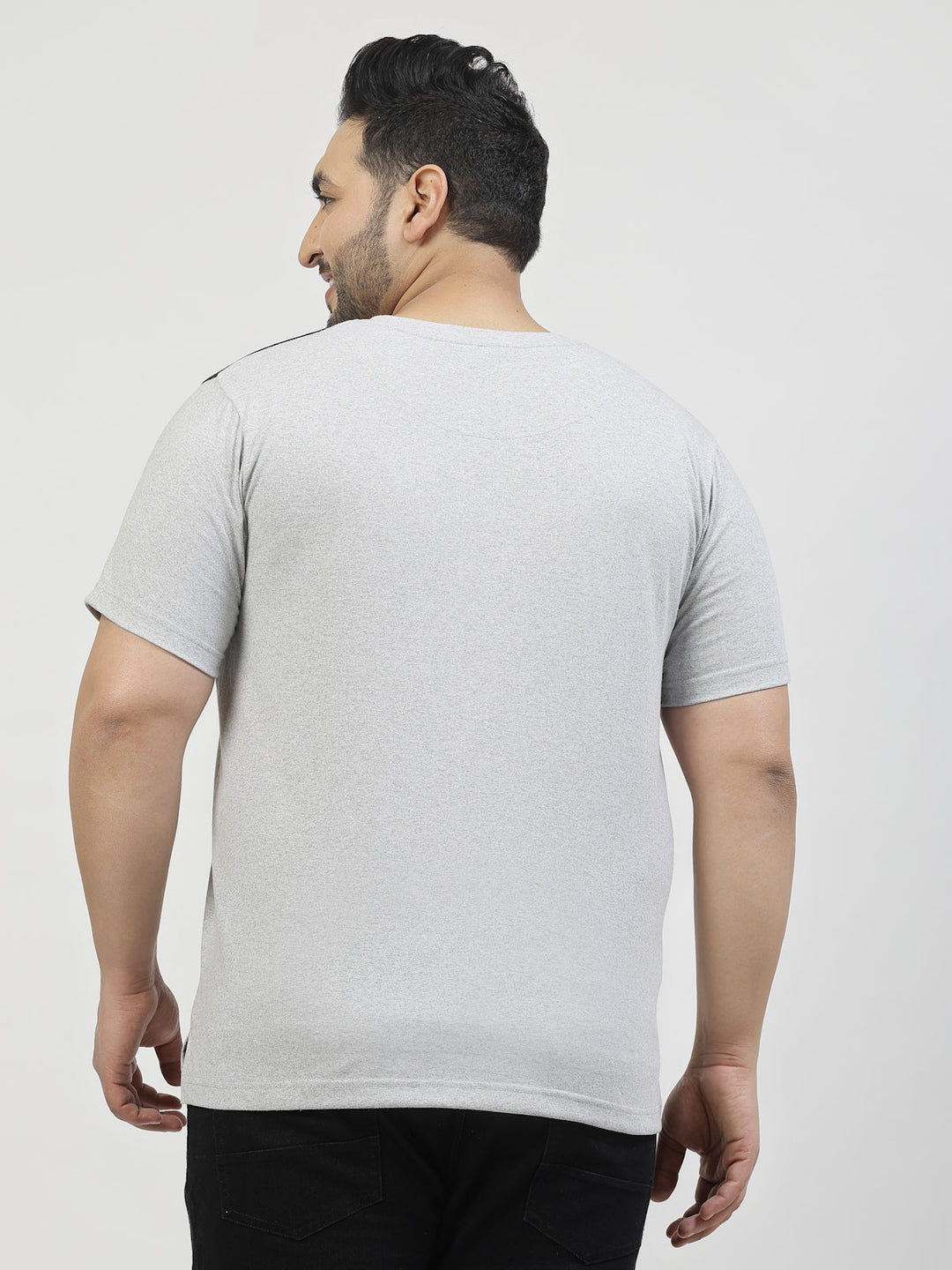 Plus Size  Varsity Printed Round Neck Short Sleeves Cotton T-shirt
